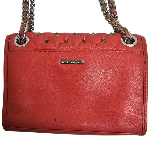 Rebecca Minkoff Red Studded Quilted Chain Adjustable Strap Crossbody Flap Bag - Picture 7 of 16